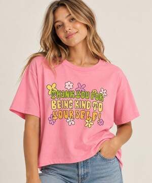 NWT Show Me Your Mumu Kindness Cropped Graphic Tee Pink Size Large